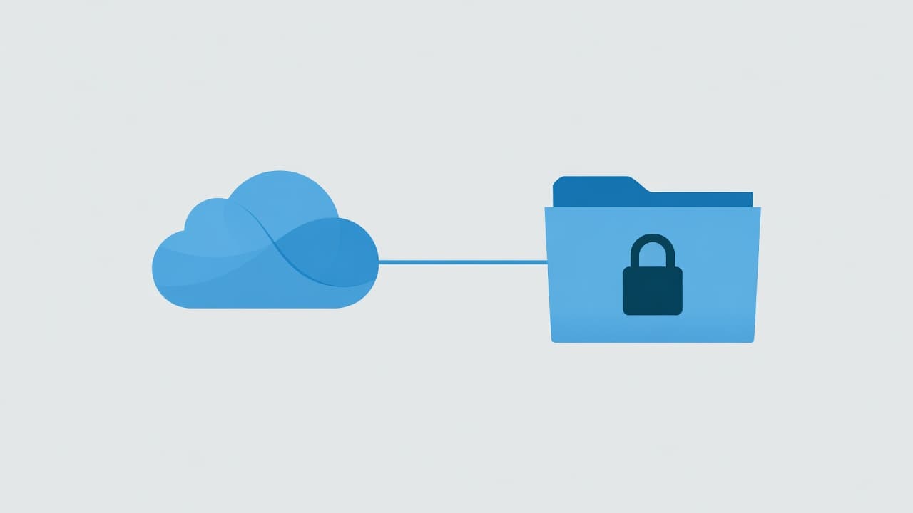 A blue cloud icon linked to a folder symbol representing digital backup.