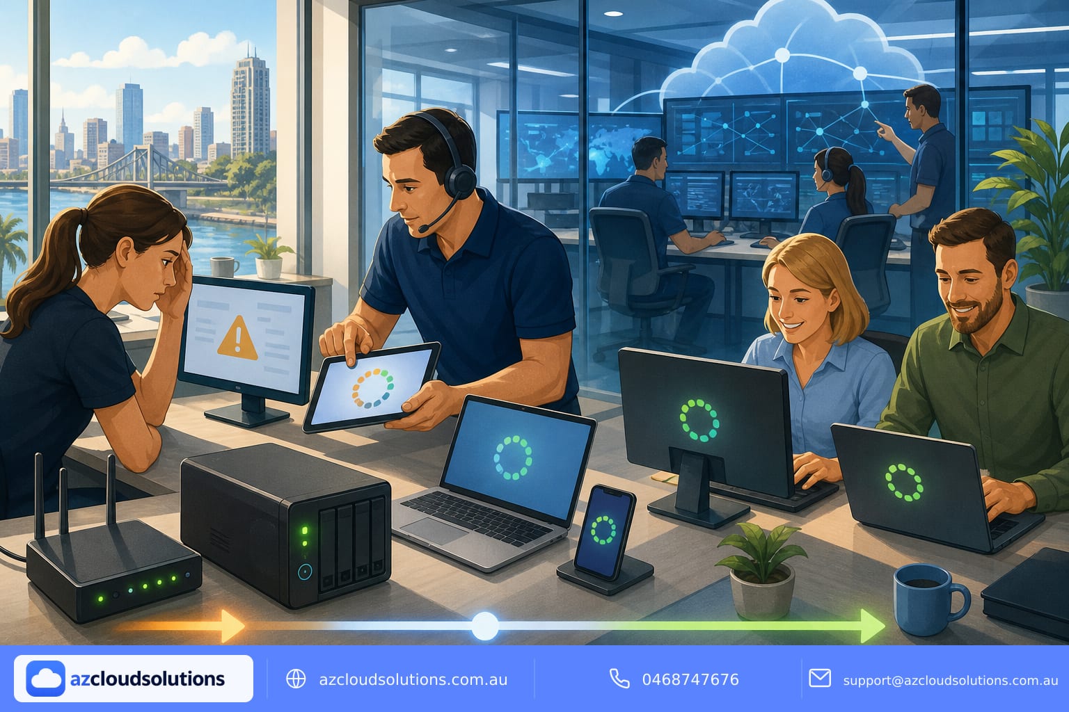 Professional image illustrating 24/7 Microsoft cloud helpdesk Brisbane: local support for small businesses for AZ Cloud Solutions